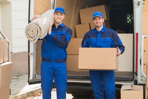 Staff member assessing moving route in a property