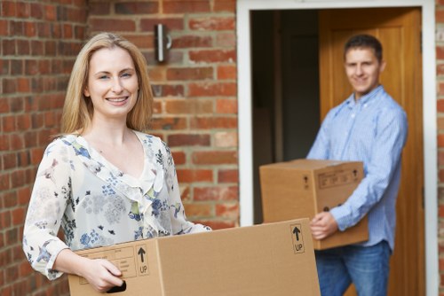 Commercial movers packing office items and preparing a Wandsworth business for relocation