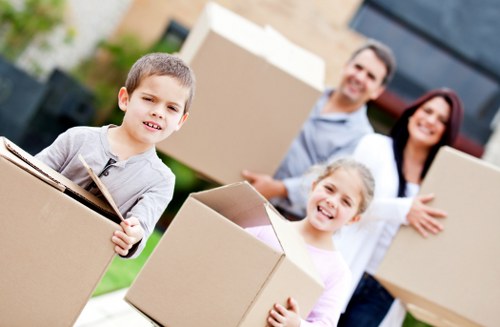 Packed boxes and furniture ready for transport during a Wandsworth move