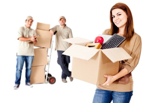 Packed office boxes prepared for a move in Wandsworth
